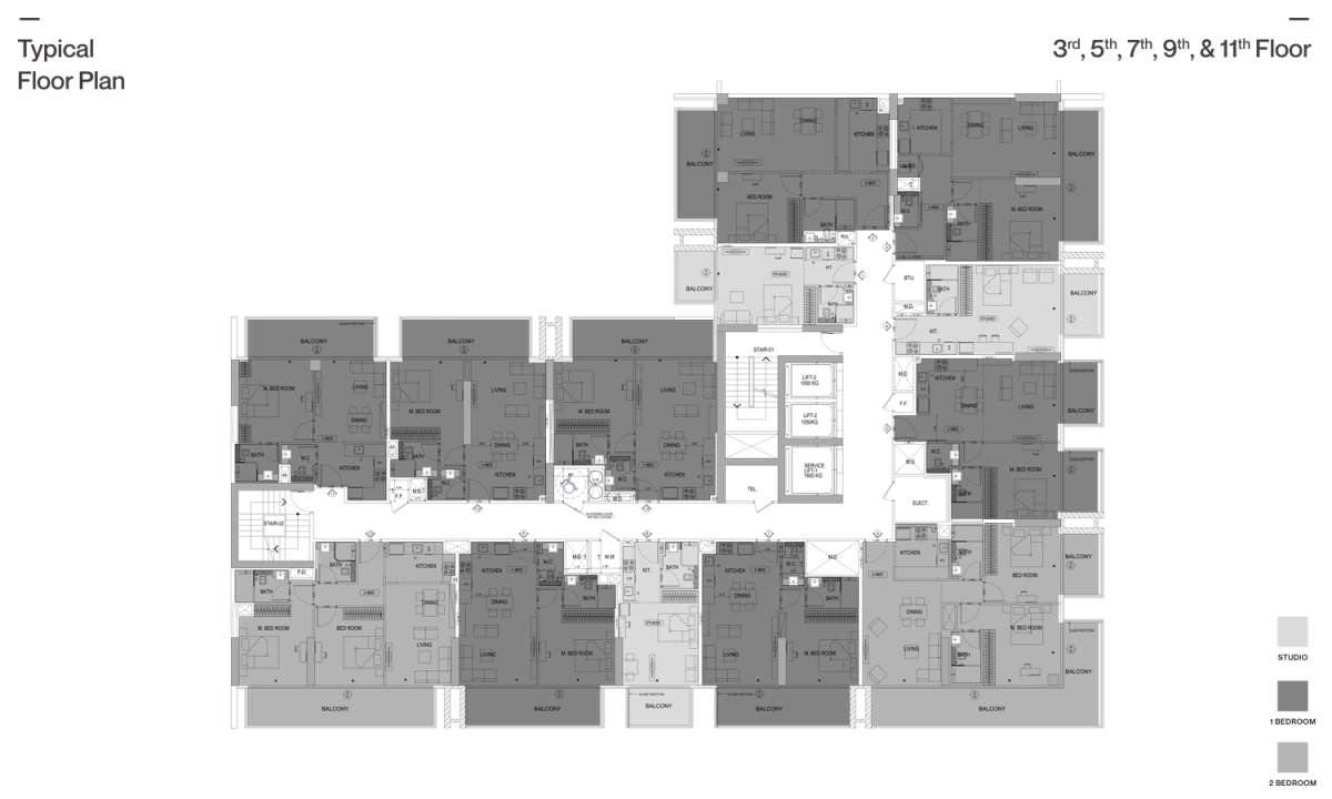 3rd, 5th, 7th, 9th,11th Floor